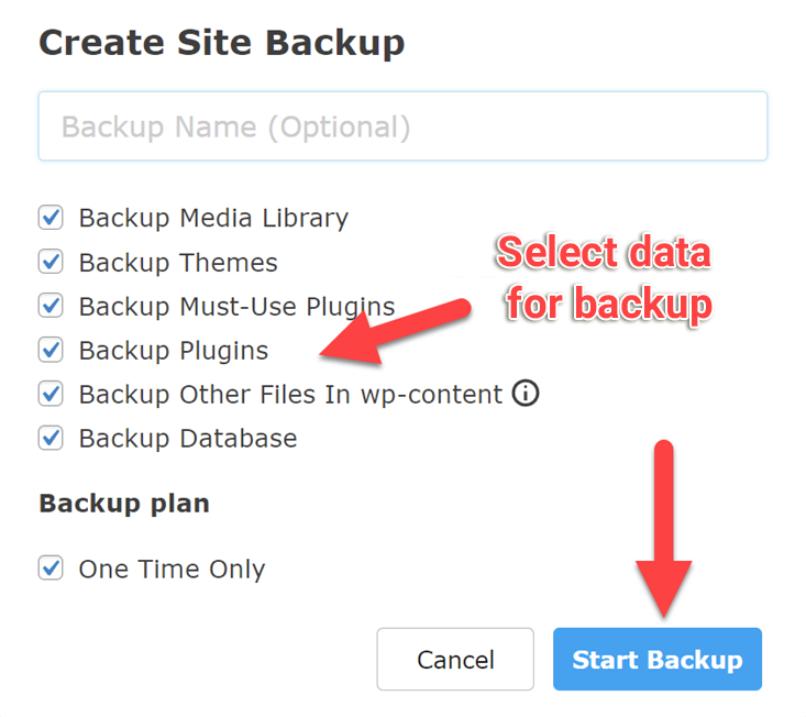 Select data for backup