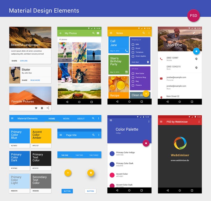 Material Design Elements Full Preview
