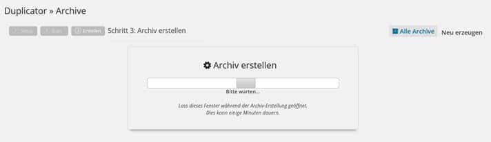 duplicator archiv erstellen