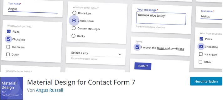 material design addon für cf7