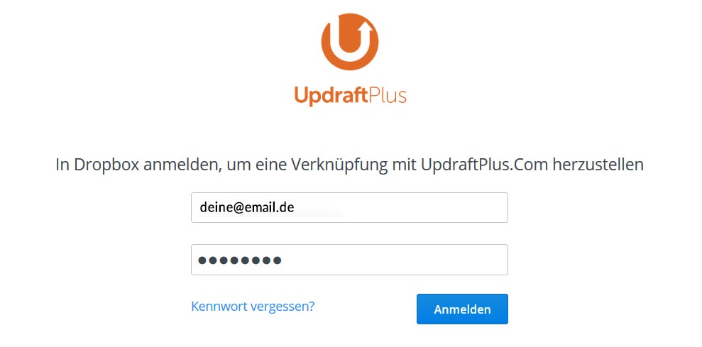 anmeldung dropbox