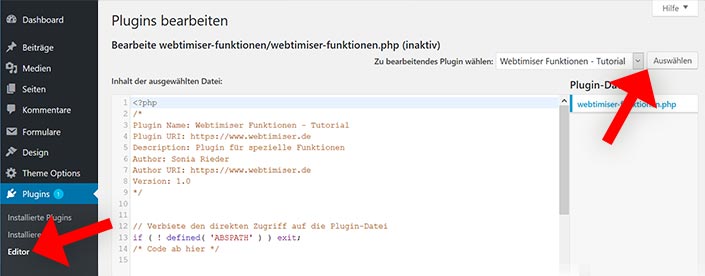 Editieren im Plugin-Editor