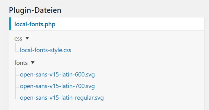 Ordnerstruktur Font Plugin
