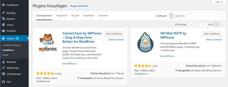 wpforms installieren