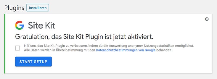 Site Kit Setup starten