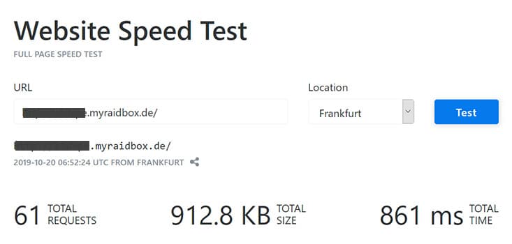 Raidboxes Speed Test KeyCDN