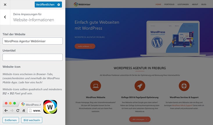 Favicon in WordPress einbinden per Customizer