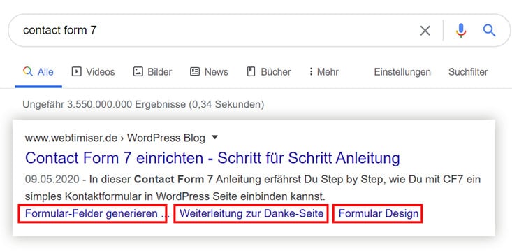 wordpress inhaltsverzeichnis als jump to links in google serps