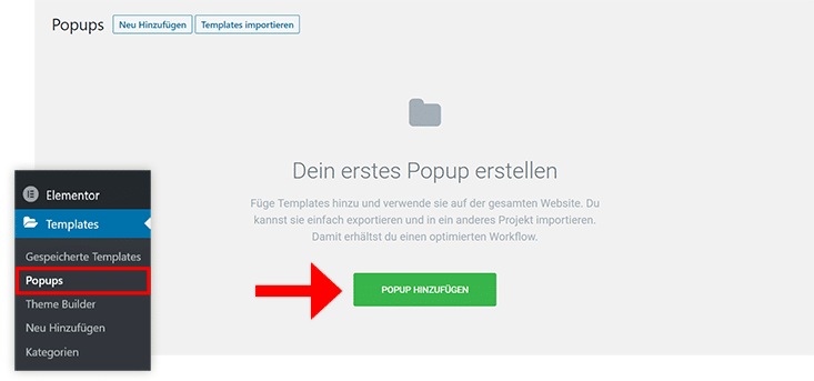 Elementor Popup hinzufügen