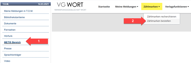Zählmarkenbestellung bei VG Wort