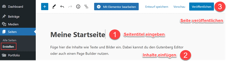 Neue Seite in WordPress erstellen