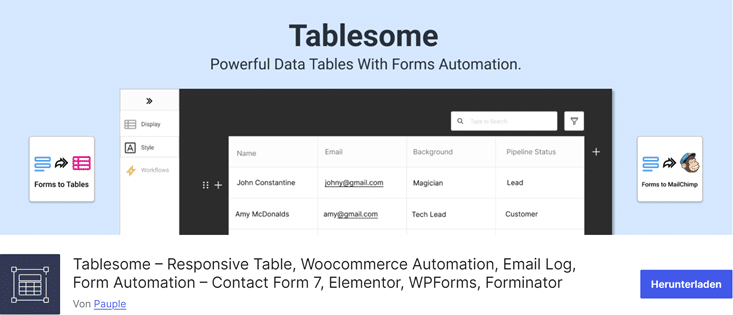 tablesome plugin