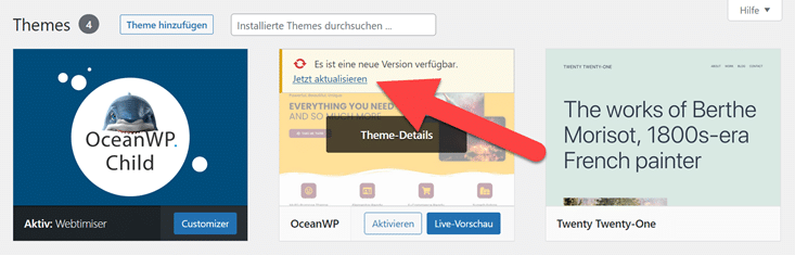 WordPress Theme Update ausführen
