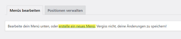 Weitere WordPress Menüs erstellen