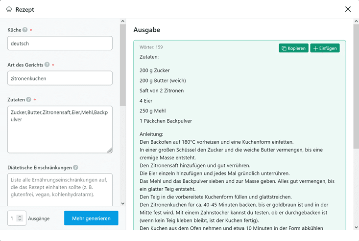 Backrezept mit KI erstellt.